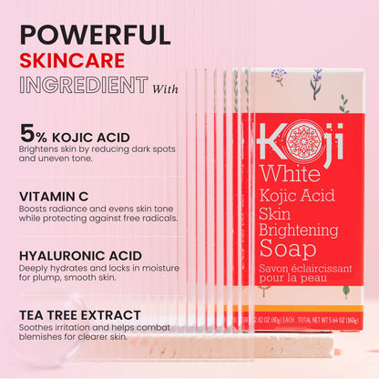 Koji White Kojic Acid Brightening Soap 2 x 80g | 5% Pure Kojic Acid
