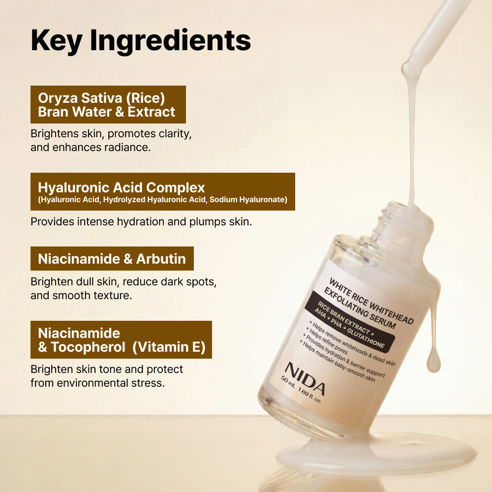NIDA White Rice Whitehead Exfoliating Serum 50ml