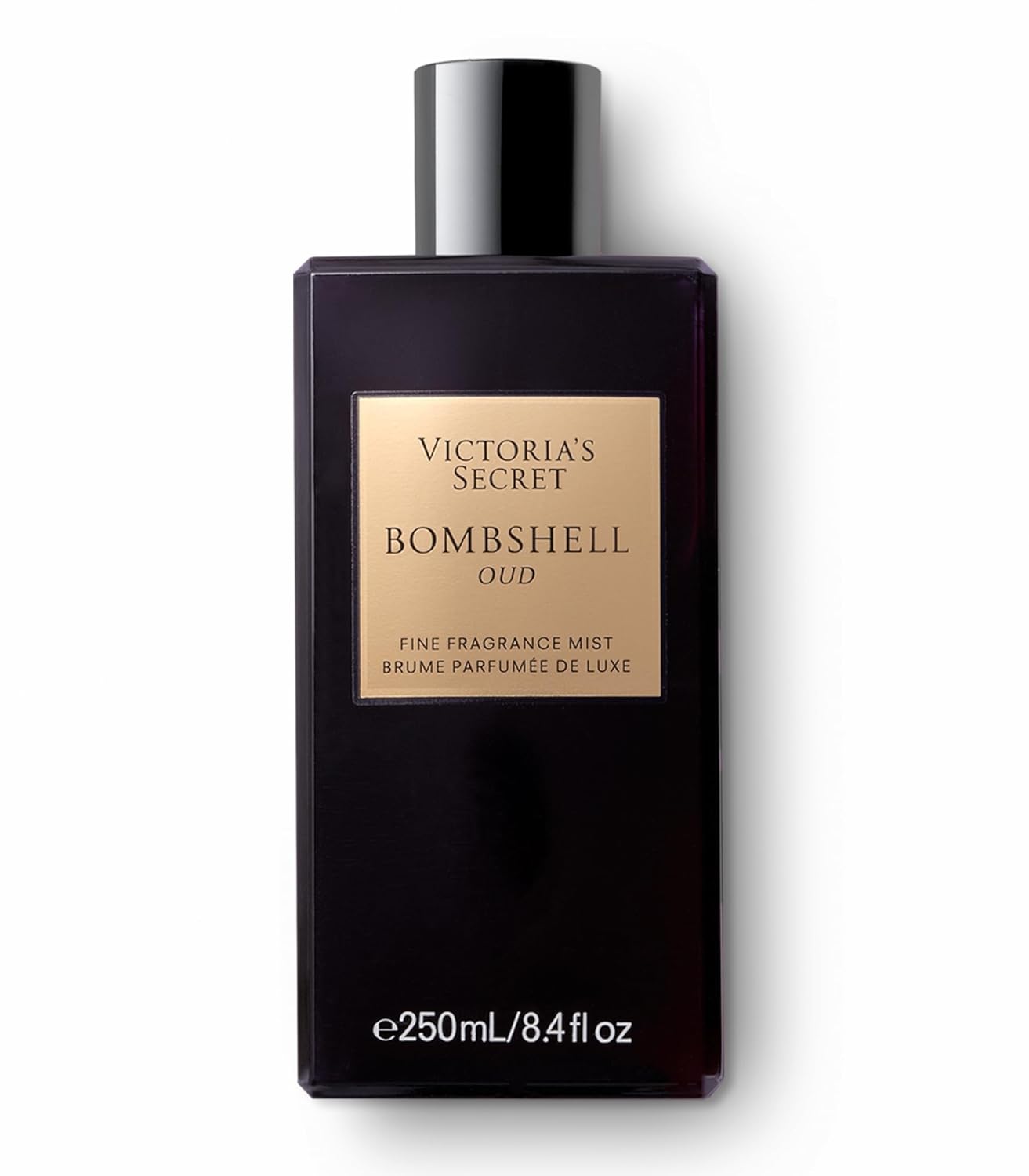 Victoria's Secret Bombshell Oud perfume bottle on a white background