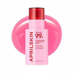 APRILSKIN TXA purity 99% serum bottle with red cap on a white background