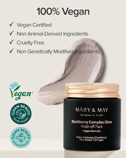 Mary & May Vegan Blackberry Complex Glow Wash-Off Pack 125g