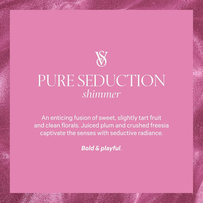 Pink background with 'PURE SEDUCTION shimmer' text and logo