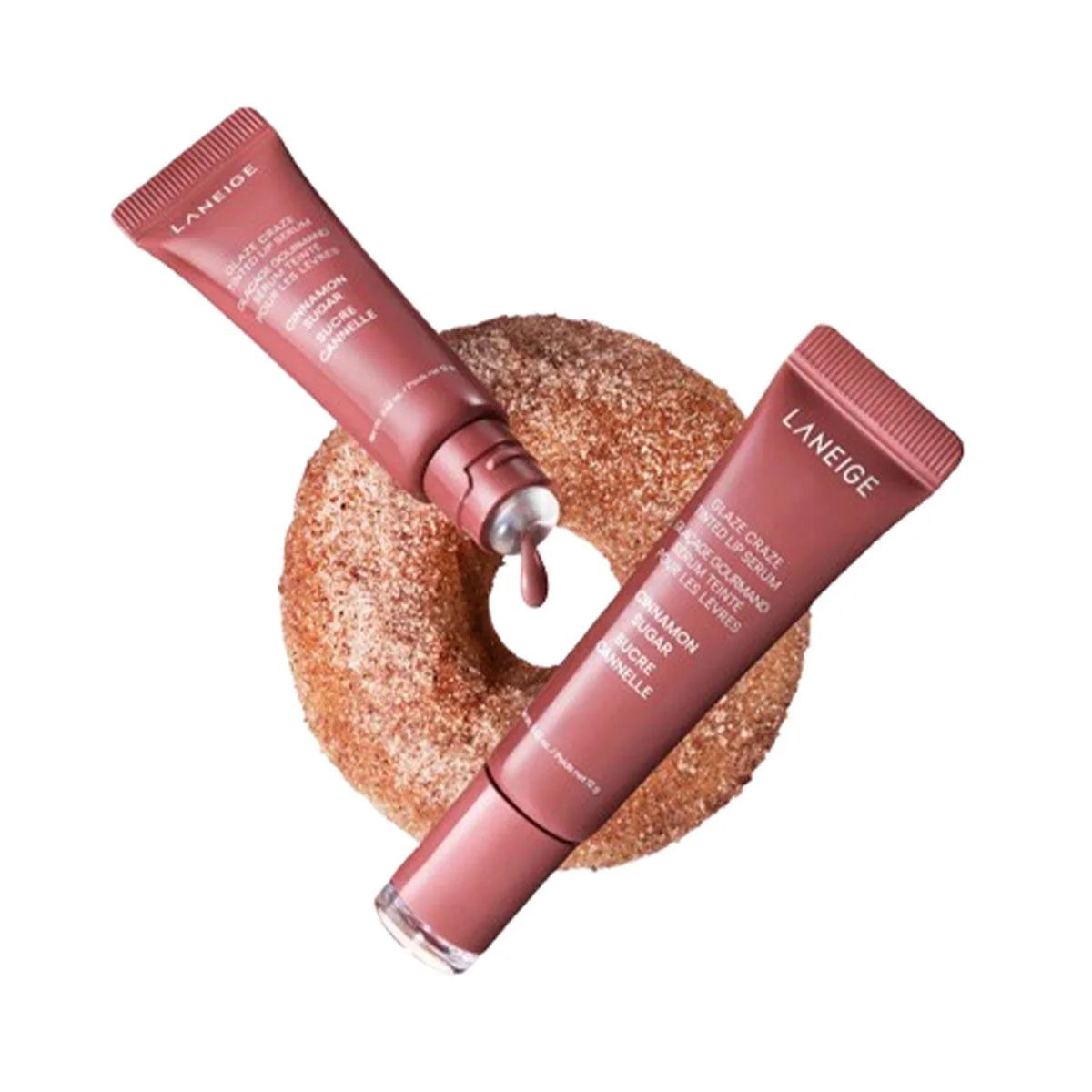 Laneige cosmetic tube with a sponge on a white background