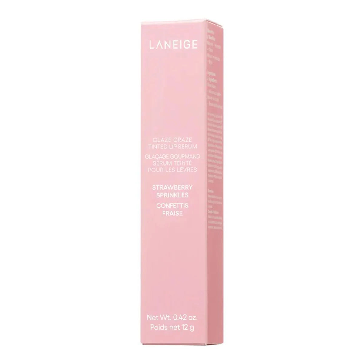 Pink Laneige lip balm packaging on a white background