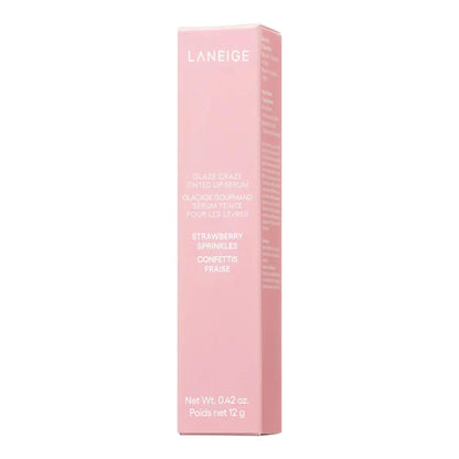 Pink Laneige lip balm packaging on a white background