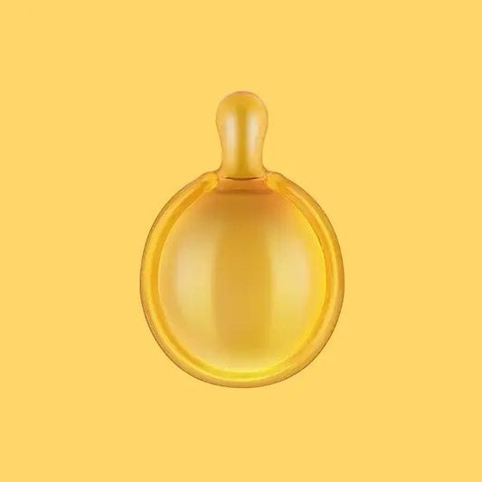 Yellow hair capsule on a yellow background