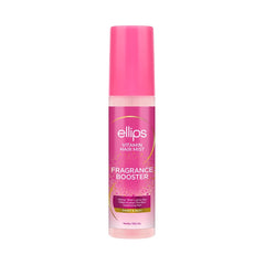 Pink bottle of ellips Vitamin Hair Mist Fragrance Booster on a white background