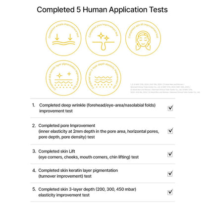 List of completed human application tests with icons and checkboxes on a white background