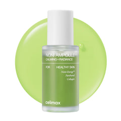 Celimax Noni Ampoule bottle with a green circular background