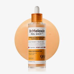 Dr. Melaxin peel shot serum bottle with dropper on a white background