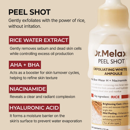Dr. Melaxin Peel Shot Exfoliating White Rice Ampoule 30ml