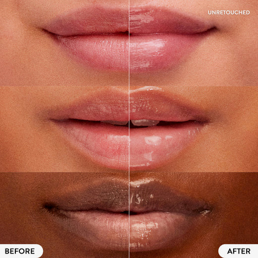 Before and after comparison of lips with a visible difference in color and texture.