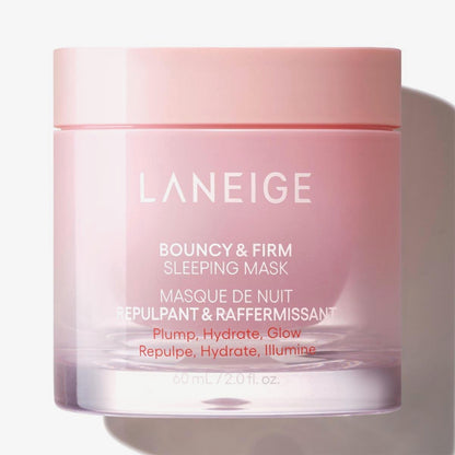 Laneige bouncy and firm sleeping mask jar on a white background