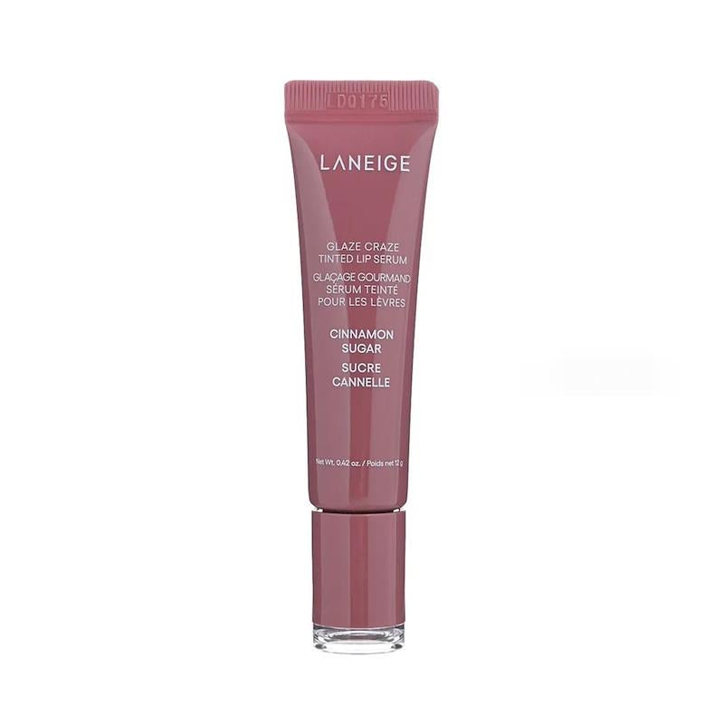 Laneige lip serum in cinnamon sugar color on a white background