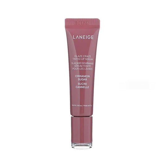Laneige lip serum in cinnamon sugar color on a white background