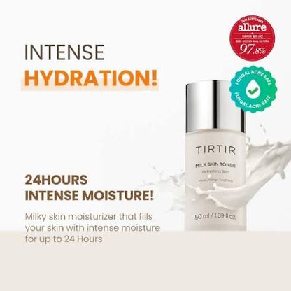 TIRITIR milk skin toner bottle with hydration benefits on a white background