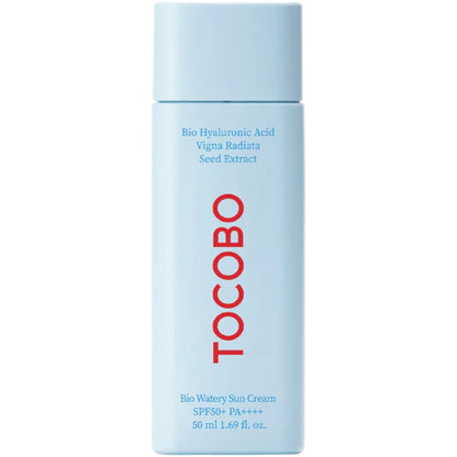 Tocobo skincare product bottle with blue label on a white background