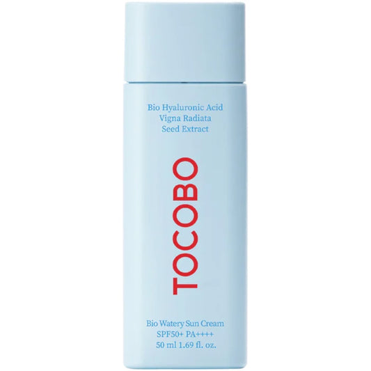 Tocobo skincare product bottle with blue label on a white background