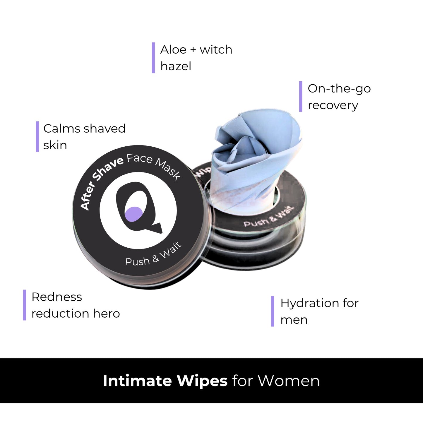 After Shave Face Mask packaging with text highlighting its benefits on a white background