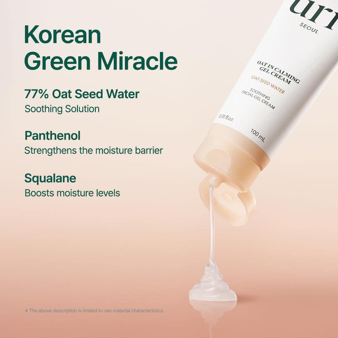 Tube of 'Korean Green Miracle' cream with product details on a gradient background
