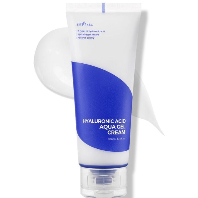 Tube of Hyaluronic Acid Aqua Gel Cream on a white background