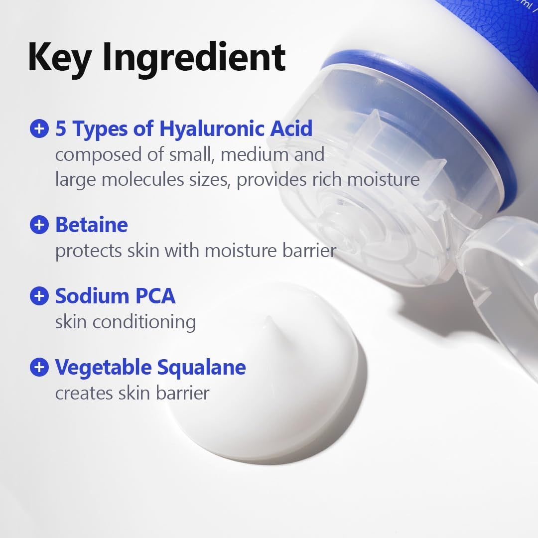 Product container with key ingredients listed on a white background