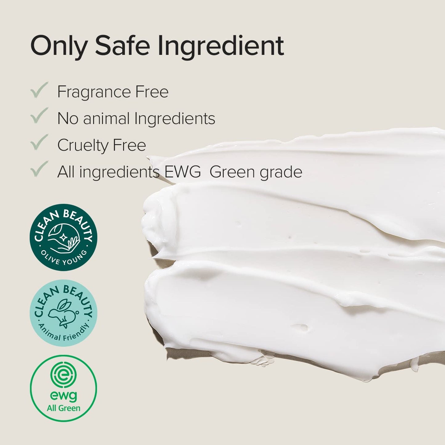 Product with safety certification logos and text on a beige background