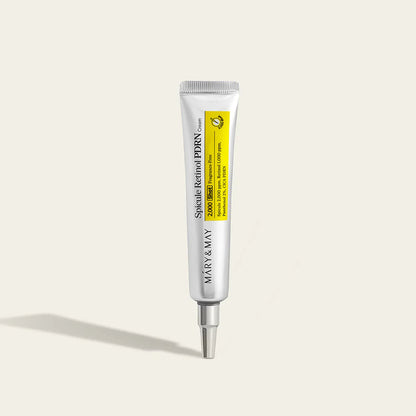 Skincare tube with a yellow label on a white background