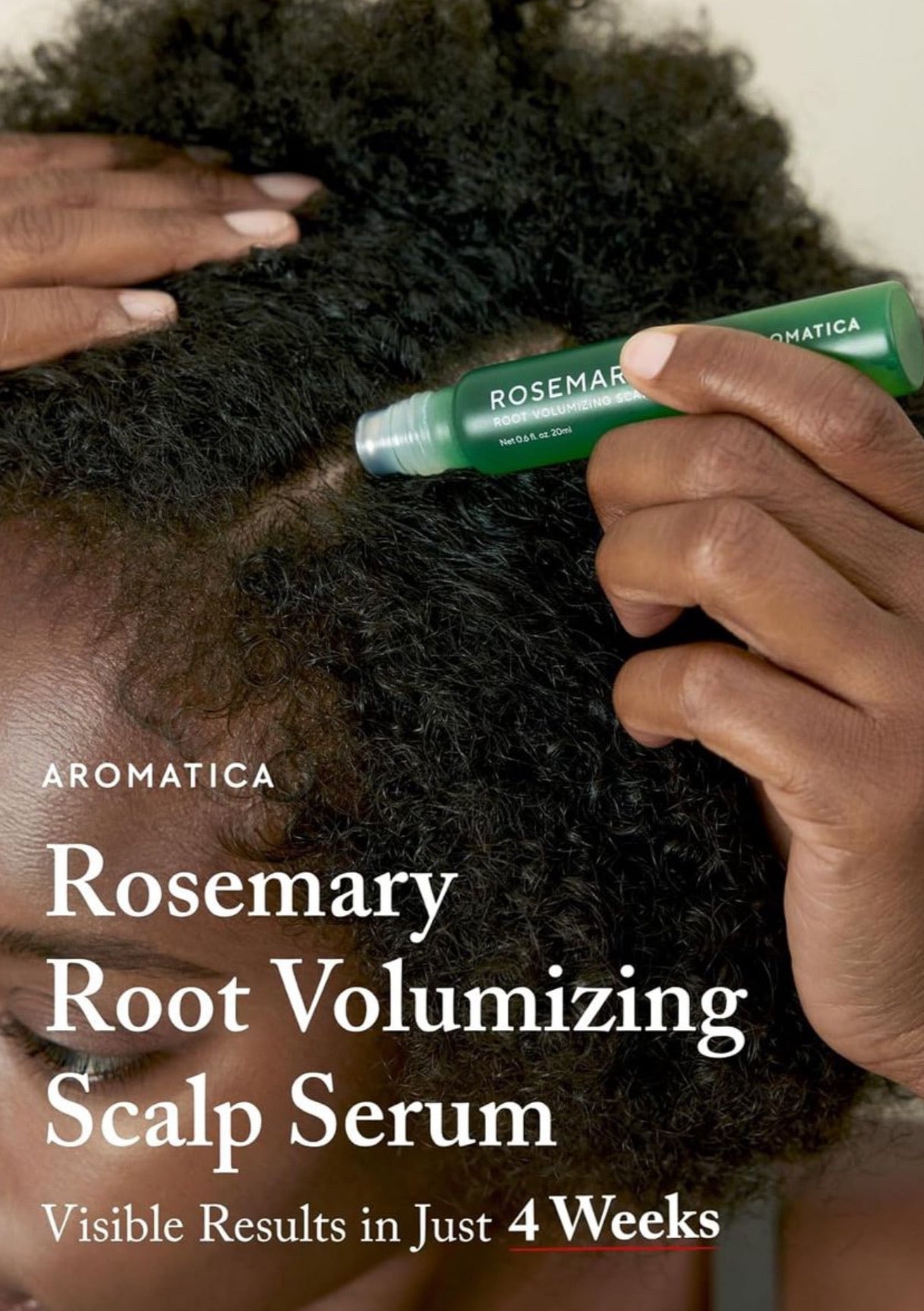 Person applying Aromatica Rosemary Root Volumizing Scalp Serum to their hair