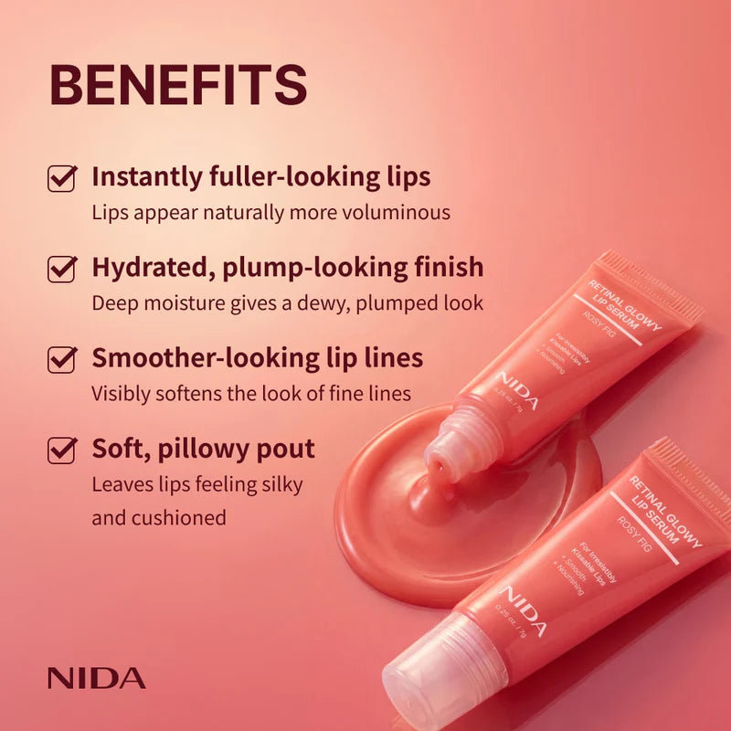 NIDA Retinal Glowy Lip Serum - Rosy Fig 7g