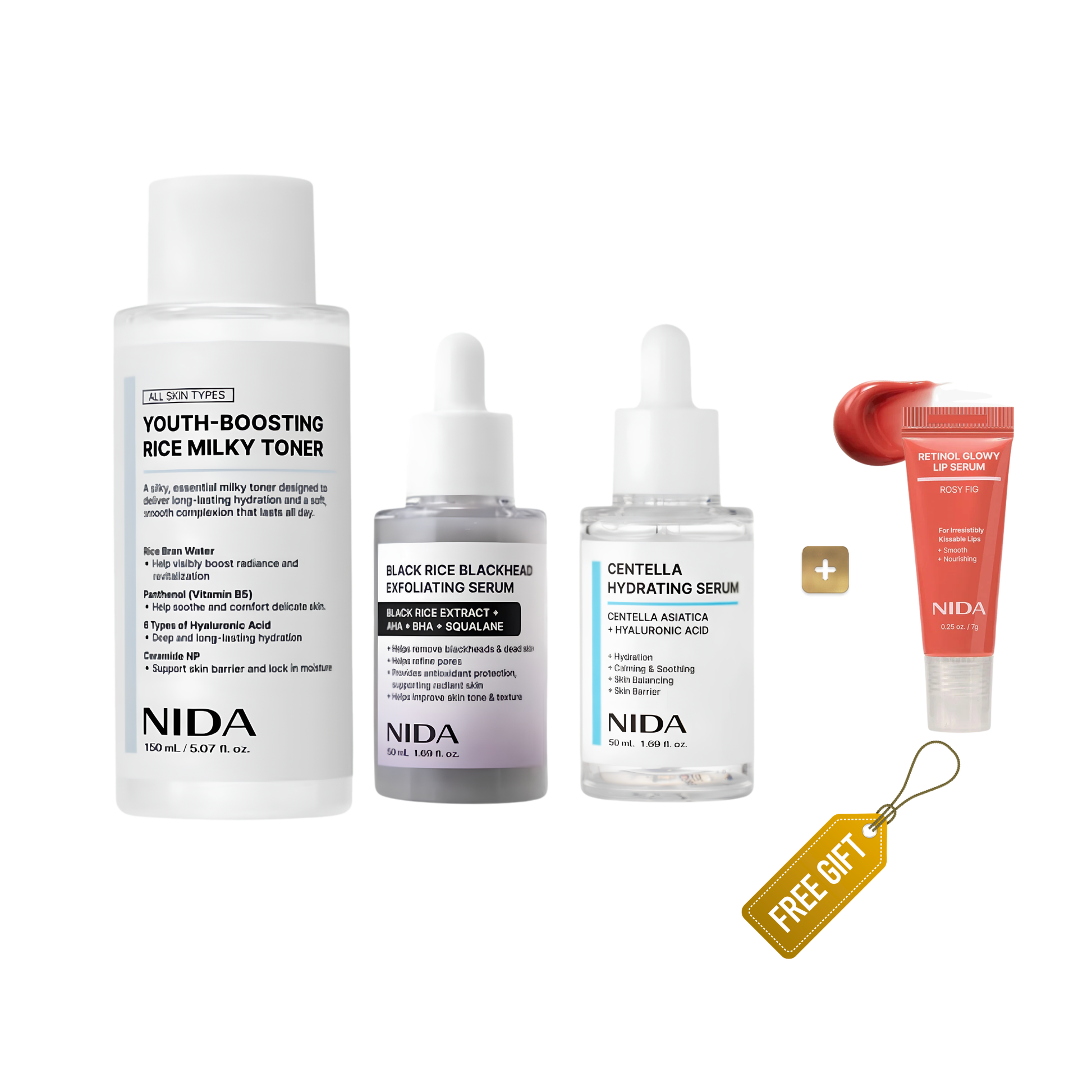 NIDA Glass Skin Set | 3-Step Routine + Free NIDA Lip Serum — product image 1