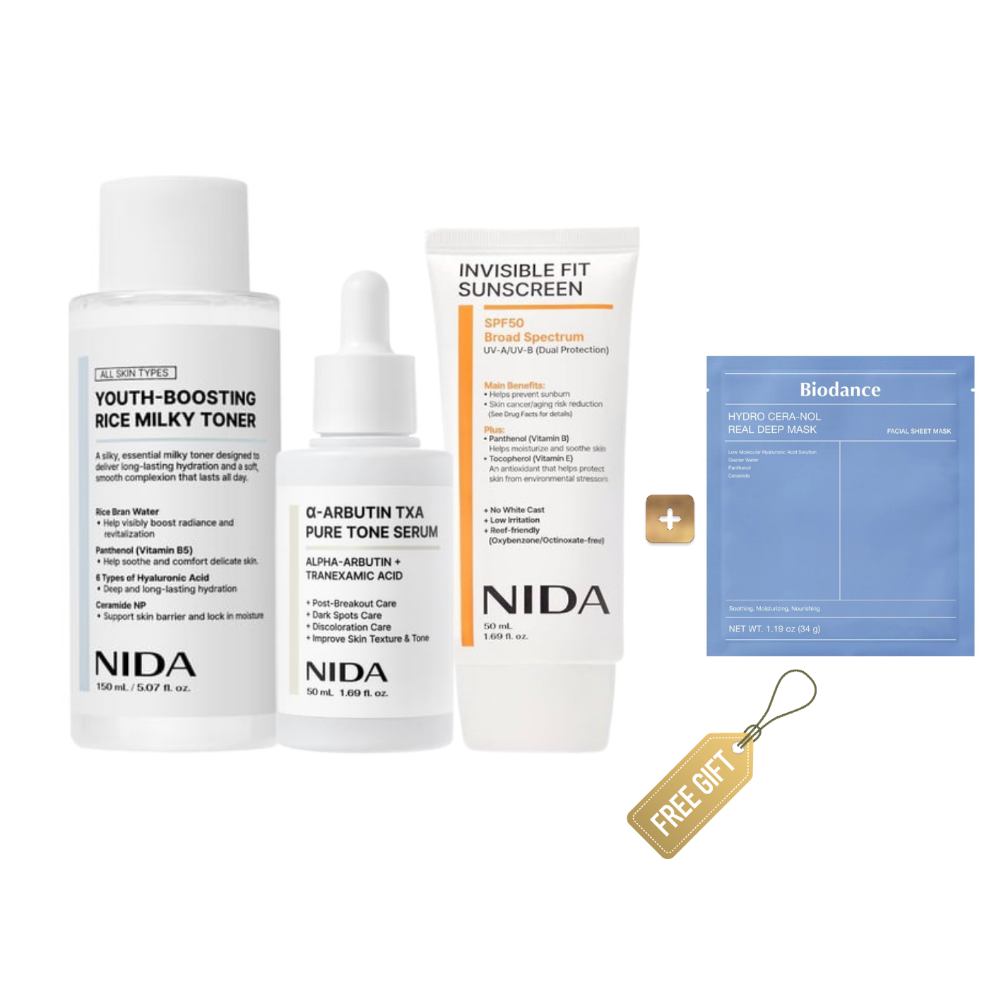 NIDA Brightening Set | 3-Step Routine + Free Biodance Mask — product image 1