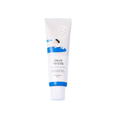 Tube of skincare product with blue and white design on a white background