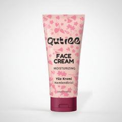 Qutiee moisturizing face cream tube with floral design on a white background