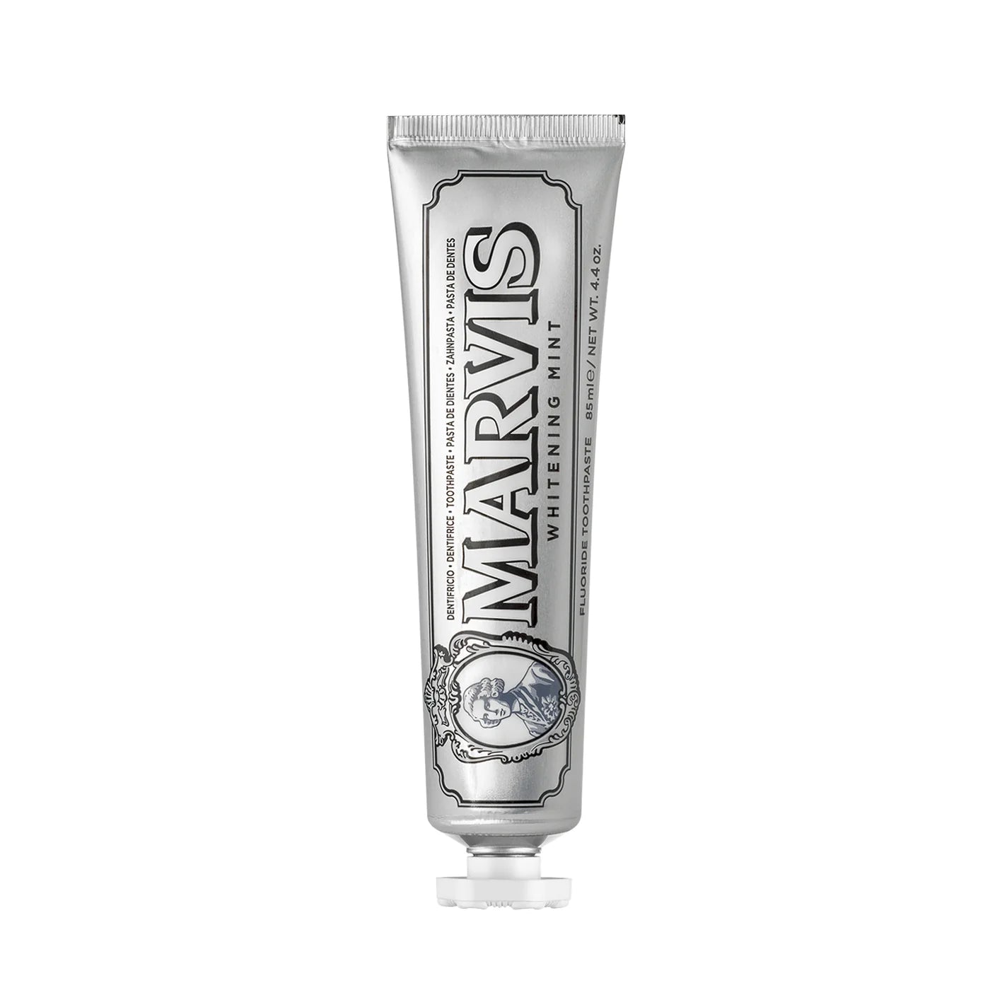 Marvis toothpaste tube on a white background