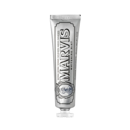 Marvis toothpaste tube on a white background